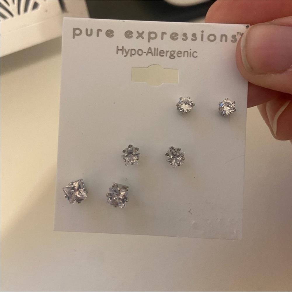 Pure expressions 3 pack of stud earrings